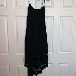 High low black dress with lace